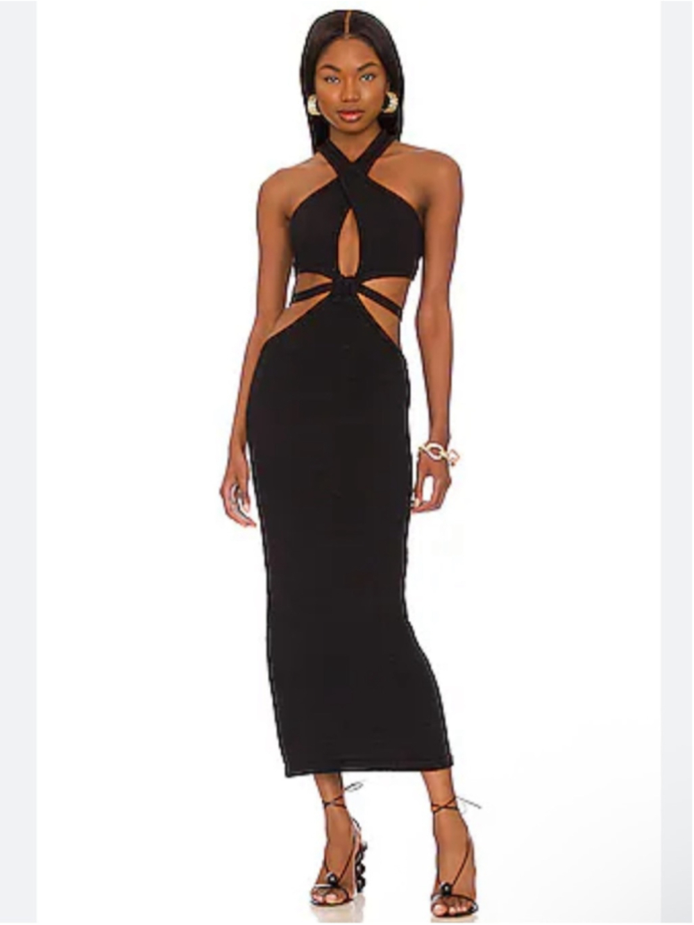 Cult Gaia knit Aziza Cutout Halter Midi Dress Black Size Medium